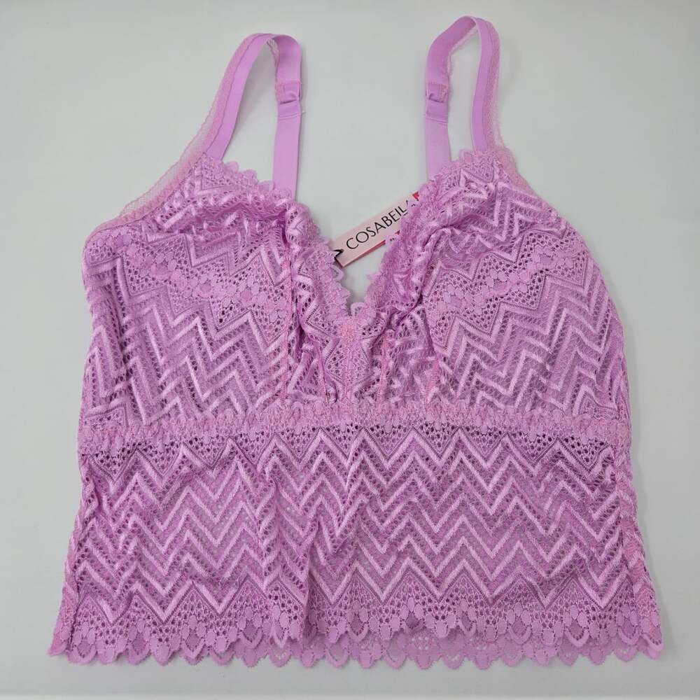 Cosabella Ashanti Curvy Cropped Lace Cami Neela Flower Pink Size XL NWT - Picture 4 of 4